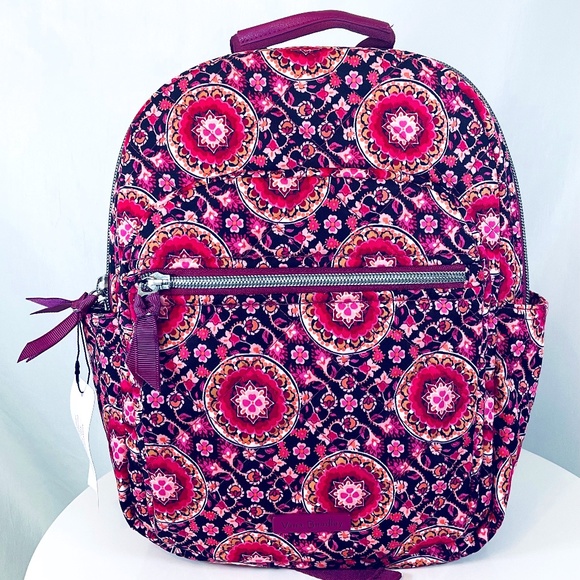 Vera Bradley Handbags - Vera Bradley Small Backpack Raspberry Medallion Performance Twill NWOT